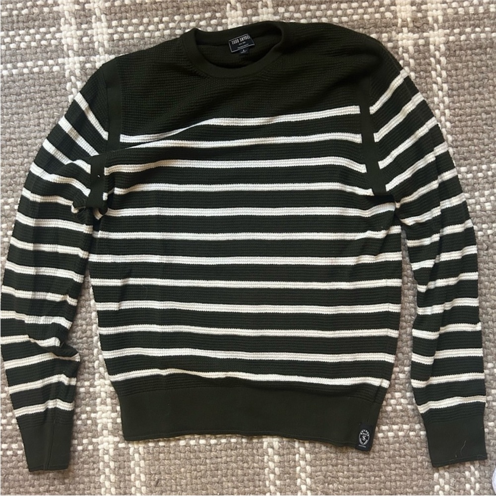 Todd Snyder Striped Green and White Men's Sweater